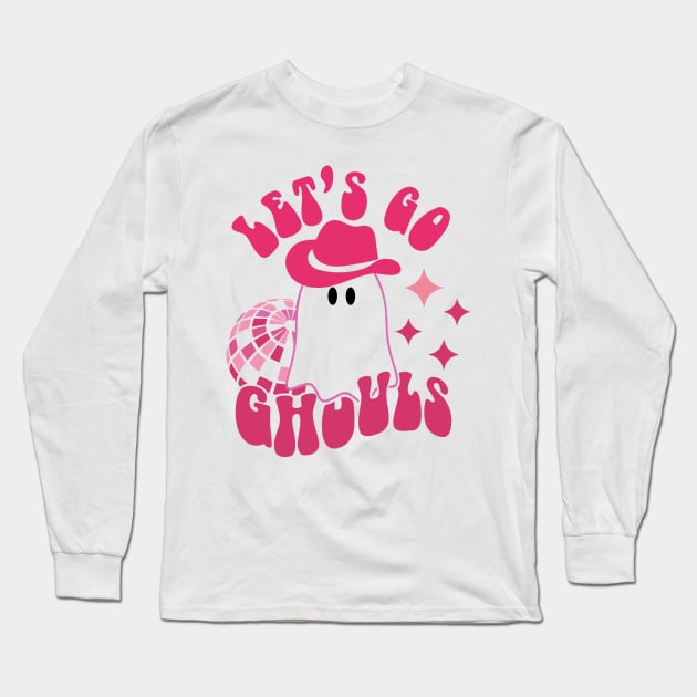 Let's go Ghouls, Halloween, Disco Ball, Cowboy Hat Long Sleeve T-Shirt by styleandlife